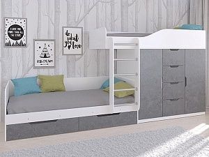 Двухъярусная кровать Астра 6 (Белый/Железный Камень)
